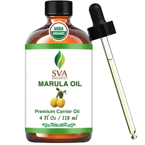SVA ORGANICS Organic Marula Seed Oil - 4 Fl Oz Cold-Pressed Virgin Unrefined Cosmetic Carrier Oil with Dropper, Nourishing Hydrating Body Care Selfcare Moisturizer for Face, Skin, Body, Body Oil Moisture