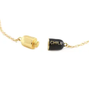 KRIS NATIONS Big Chill Pill Chain Necklace with Gold Chain and Purple Design