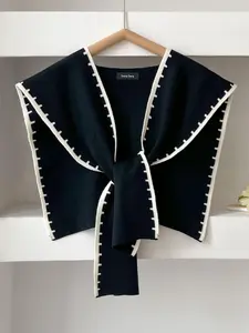 Women's Random Pattern Open Front Cape Shawl, Casual Versatile Knitted Scarf for Daily Wear, Fashion Accessories for Women & Girls