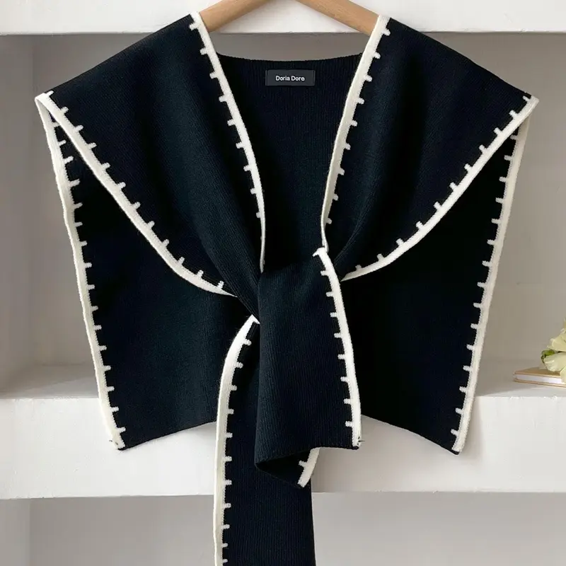 Women's Random Pattern Open Front Cape Shawl, Fashion Wrap, Casual Versatile Knitted Scarf for Daily Wear, Casual Soft Scarf, Fashion Accessories for Women & Girls, Shawls and Wraps