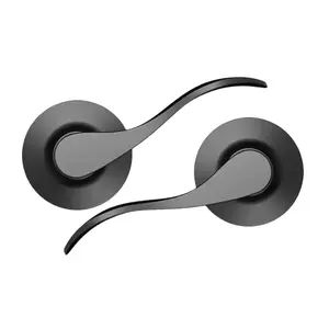 [Deals For You Days]Passage Lever Door Handle Wave Door Levers Modern Interior Door Handles for Closet Keyless Indoor Door Knobs for Hallway & Closet, Reversible for Left & Right Handed Black & Silver Stainless Steel Security Lock Heavy Duty