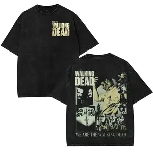 The Walking Dead Washed Tee Heavyweight Cotton T-shirt Tanktop for Game Movies Fans, Graphic Tees, Perfect Gift for Fans Fabric Seamless