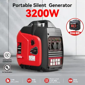 Portable Generator for House Power, 3200W/4500W Super Quiet Inverter Generator, Gas Powered, Manual Start Portable Power Station for Camping & Home Backup, CO Protect & EPA Compliant, Must-Have Emergency Gear