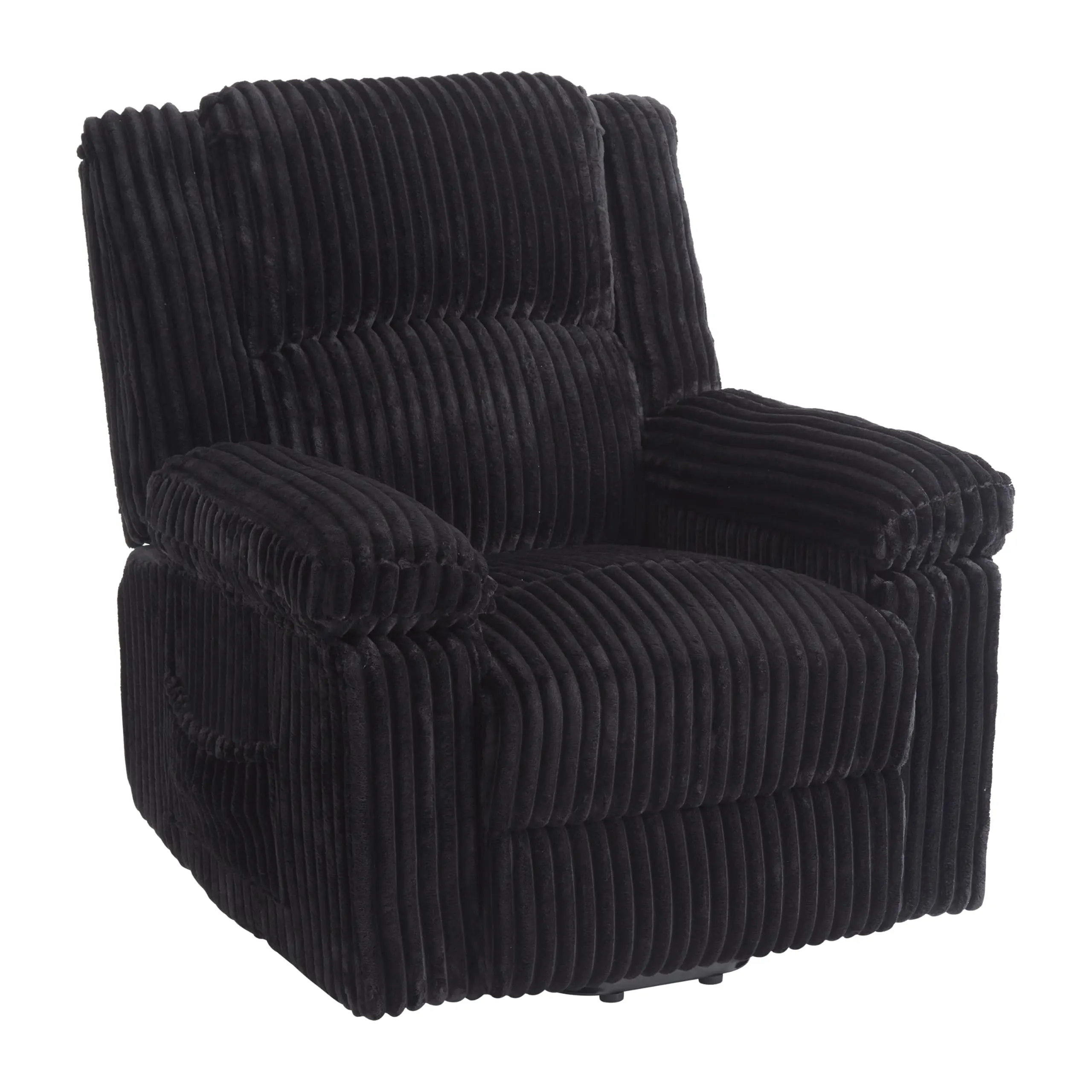 Garvee Corduroy Manual Recliner Chair with Handle, Pillow Top Arms, Thick Padding, Side Pocket, 330Lbs Capacity, Adjustable Recliner for Living Room, Bedroom, Home Theater in Black