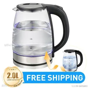 2L Electric Kettle with Blue Light 1500W Fast Boil Glass Tea Coffee Maker Auto Shut-Off & Boil-Dry Protection Home Water Boiler Thermo Pot Kitchen Automatic DurablePulseTrail5AAVelvet31XXALUE BAZAAR11