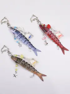 Realistic Fish Keychain, Trendy Cute Keychain, Fishing Lure Keychain With Beaded Charm, Fish Bait Keychain, Fish Bag Charm, Backpack Hanging, Y2K Fish Pendant, Fisherman Keychain, Key Holder, Keyring, Purse Accessories for Women Men