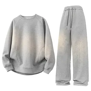 Spring and Autumn casual wear; Waffle knit sportswear set; Two piece sportswear suitable for both men and women; Loose and casual street wear long sleeved sportswear and pants two-piece set; Student round neck solid color long sleeved sports suitRAIMENTRY