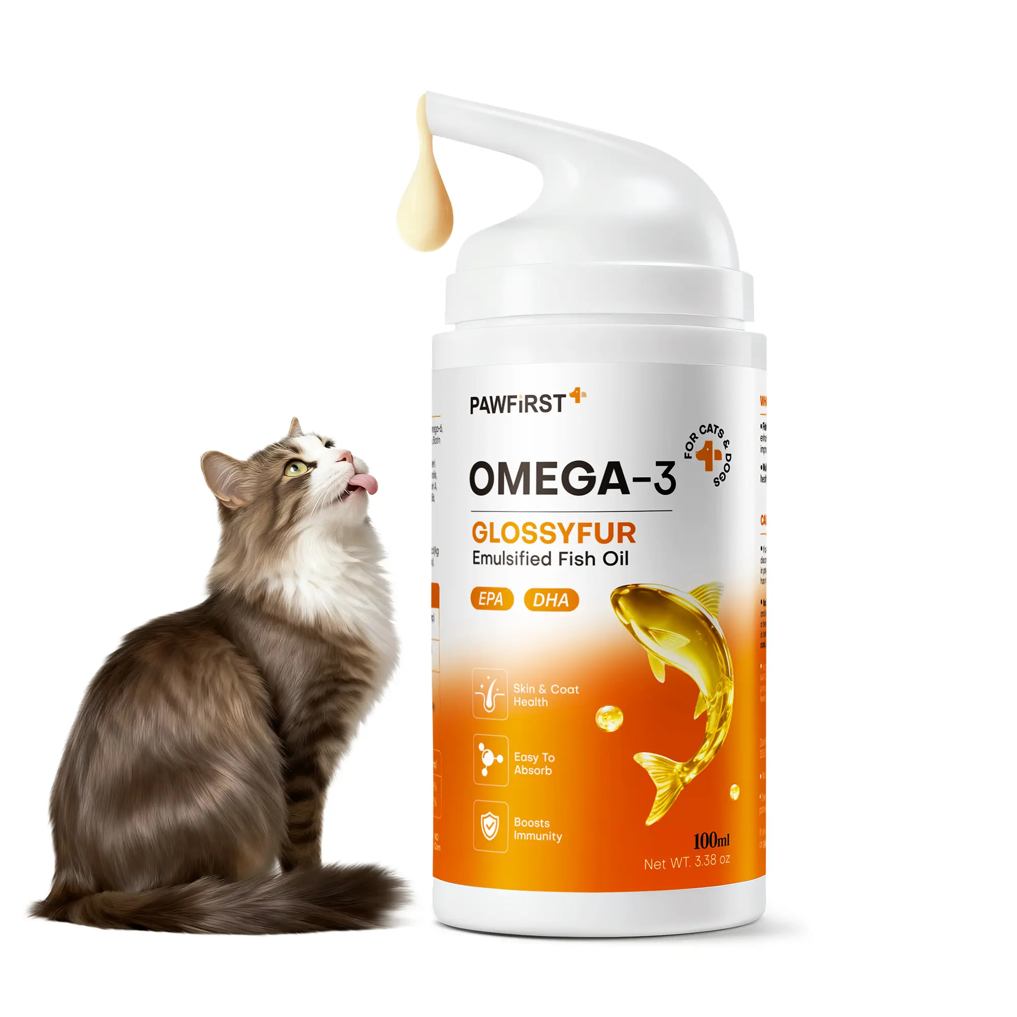 PawFirst Emulsified Omega 3 Fish Oil for Dogs and Cats – Fast-Absorbing Liquid with EPA & DHA for Healthy Skin, Shiny Coat, and Overall Wellness, 3.4 oz #SummerVibes #petlovers
