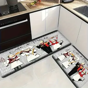 Kitchen mat, American chef's kitchen decorative rug, restaurant waiter rug, anti-fouling, non-slip, soft and comfortable easy to clean, suitable for bedroom, living room, dining room, kitchen, bathroom entrance, laundry room carpet floor mat