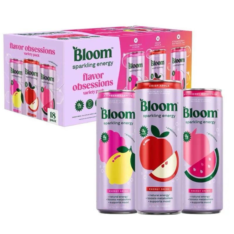 Bloom Sparkling Sport Energy Beverage Variety Pack, 12 fl. oz., 18 pk. - Crisp Apple, Raspberry Lemon, Strawberry Watermelon