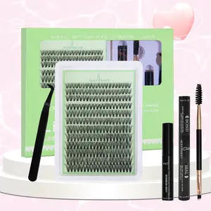 DIY Single Cluster Eyelash Extension Kit, D Curl Lashes, Mixed Lengths 10-18mm, Perfect Gift for Beginners & Women, 30D 40D Eye Lash Clusters with Bond & Seal & Remover & Tweezer & Brushes Set, Individual Eye Makeup False Eyelashes