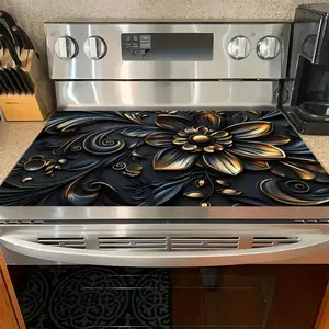 Soft Gas Stove Panel Protector Pad, Stove Plate, Flower Pattern Design, Scratch Resistant & Easy Clean, Multi-Purpose Kitchen Cover for Any Kitchen, Decorative Kitchen