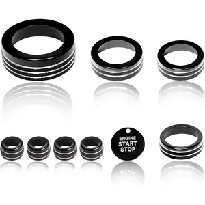 for Ford Bronco Sport 2025 2026 Up (NOT FIT Bronco) Interior Accessories Central Console Switch Button Cover Headlight Volume 4WD Gear Shift Air Vent Knob Cover Decor Alloy 9Pcs (Black)