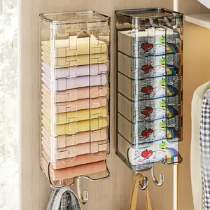 Wall-Mounted Socks Storage Box, Clear Multilayer Storage, No-Drill Organizer for Bedroom & Entryway, Home Use, Hangable Underwear Holder, Space-Saving Design
