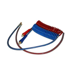 TORQUE Tractor Trailer Air Brake Line Hose Coil Assembly Coiled Set Airline Kit Air Hose for Semi Truck Blue Red, 1/2" NPT Fittings (15' Length x 40" Tractor Lead) (TR022001)