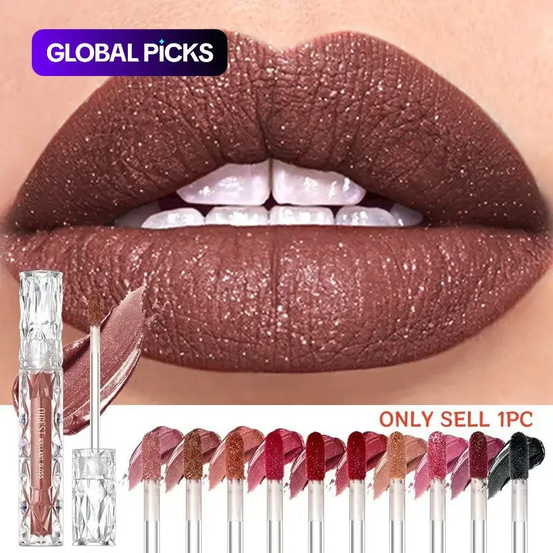 Waterproof Diamond Shimmer Matte Lip Gloss Balm, Long-Lasting Glitter Lip Glaze with Silky Pearl Finish, Multi-Color Lip Makeup for Daily Looks #GLOBAL PICKS