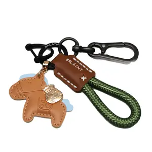 Handmade Cow Leather-PU Leather Cartoon Pony Keychain, Trendy Cute Fashion Accessory, Keychain for Bags, Car Pendant Gift, Trendy Cute Keychain