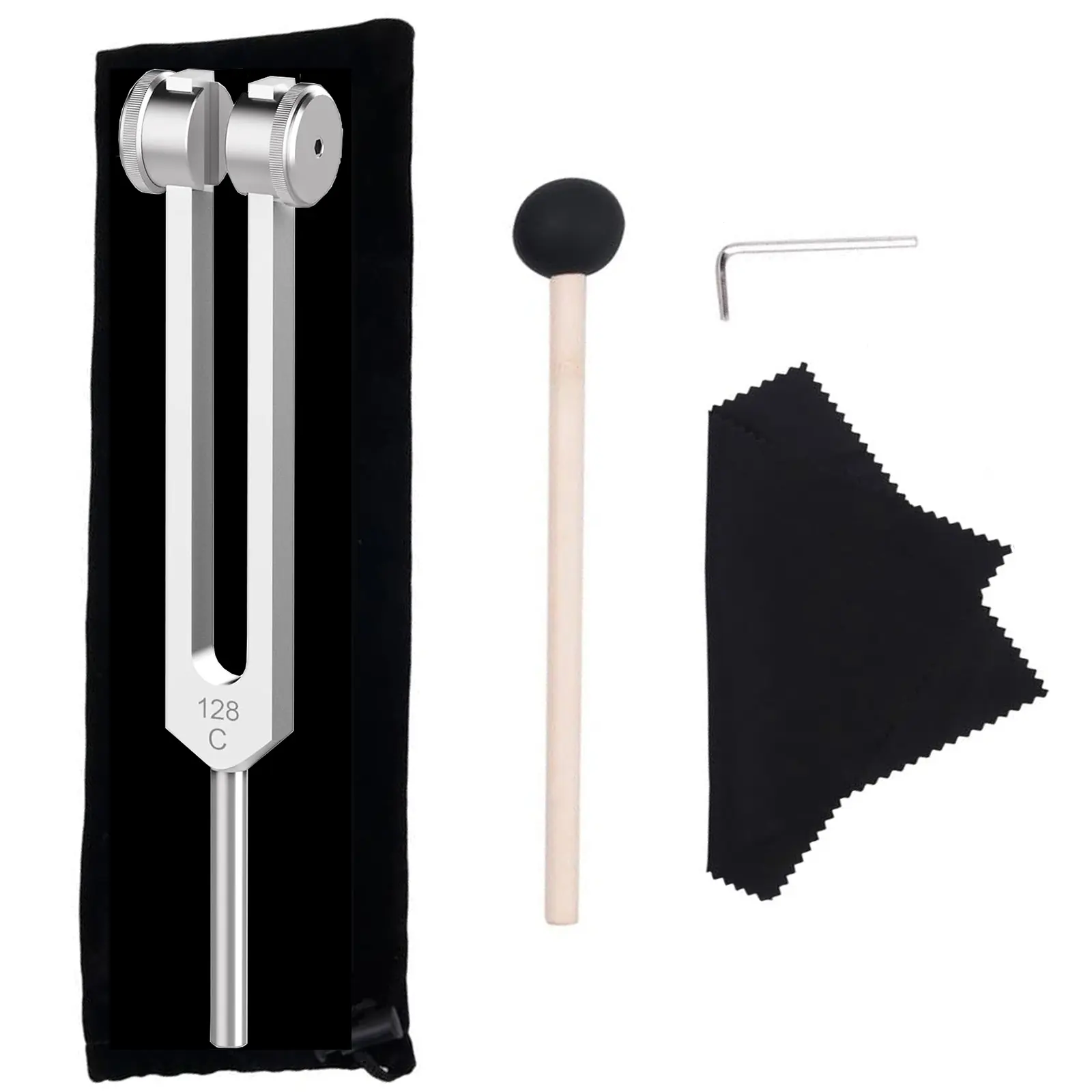 Resonance 128 Hz Weighted Tuning Fork Medical-Grade Tuning Forks for Healing-Professional Tuning Fork C128 with Mallet Essential Yoga and Meditation Accessories & Sound Healing Instruments Lightweight Aluminium sohochic