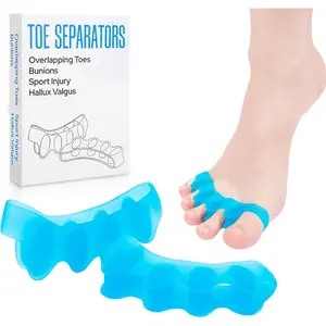 Sports & Outdoor 2 Pcs Toe Spacers for Women and Men - Metatarsal Yoga Cushion - Therapeutic Stretchers for Plantar Fasciitis, Bunions, Silicone Toe Separators (blue, Medium) Manicure Nail Cutics Beige