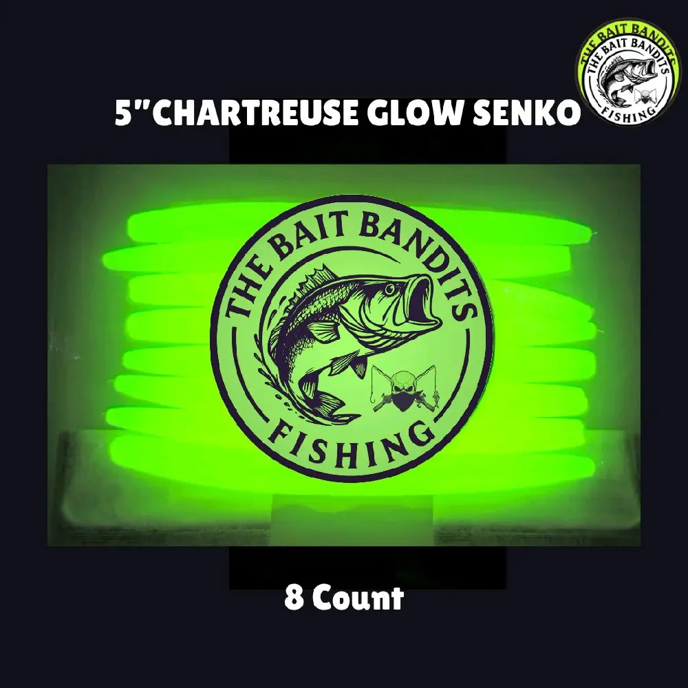 Bionic Glow Chartreuse – 5” (8ct) (Glow in dark fishing lures)