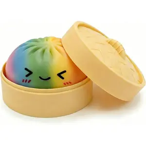Rainbow Dumpling Squishies,Mystery Dumpling Squishys,Colorful Dumplings Stress Balls Fidget Sensory Toy,Stocking Stuffers with Food Steamer Stretchy Desk Toys