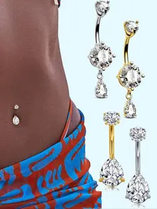 Women's Elegant Belly Ring, Belly Button Piercing, Trendy Exquisite Teardrop Belly Piercing Jewelry, Chic Body Jewelry for Party Decor for Women & Girls, High Quality Jewelry