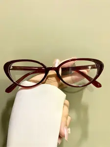 Retro Cat Eye Glasses, Minimalist Casual Frames Eyeglasses for Men and Women, Metal Hinges, Stylish Trendy Eyewear