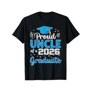Plus Size, Proud Uncle of the Class of 2026 Graduate T-Shirt, Style 2, Unisex - Spring, Valentine's Day, St. Patrick's Day, Graduation Season, Easter Gift for Dad, Mom, Parents, Friends, Family and Colleagues Casual Black