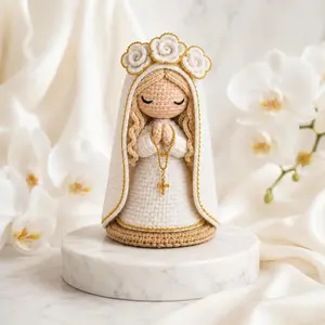Handmade Crochet Virgin Mary Doll, Our Lady of Guadalupe Amigurumi Statue, Religious Crochet Decor, Catholic Gift, Spiritual Home Decoration