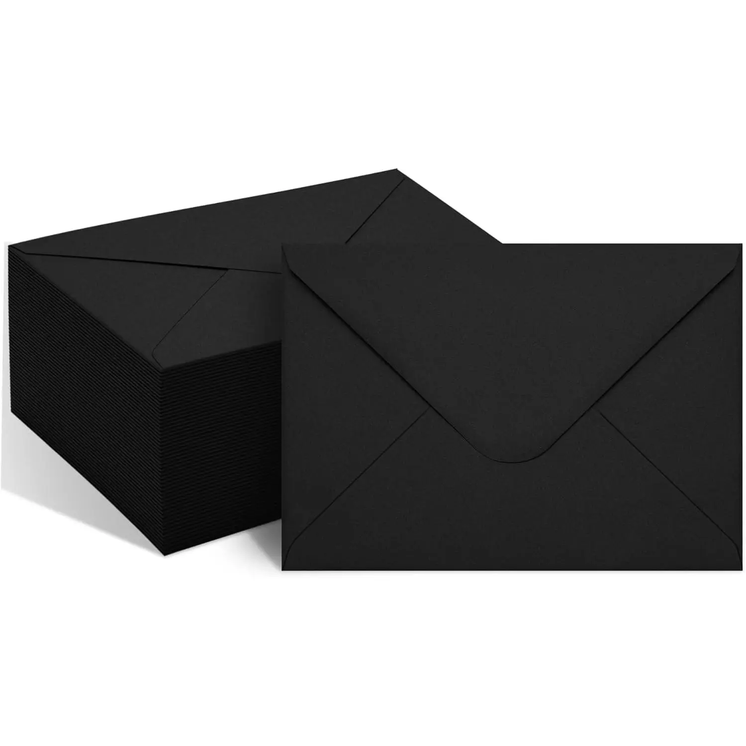 50 Packs Black A7 5x7 V-Flap Seal Envelopes, Ideal for Invitation Cards, Graduation and Wedding Events (Home Supplies), Paper