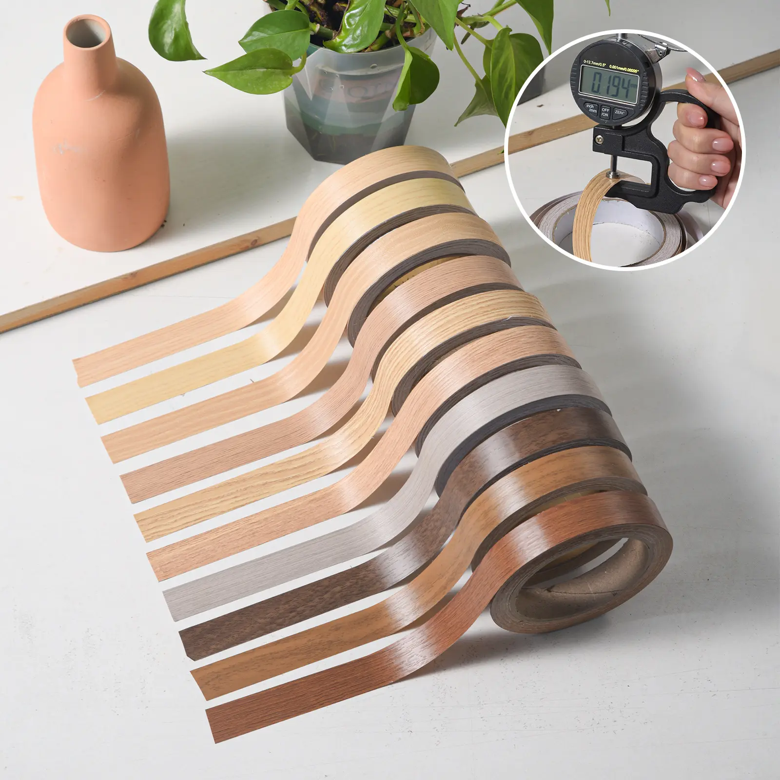 Luxury 1.97"x393.7" Self-Adhesive Waterproof PVC Baseboard & Seam Tape – Thick Faux Wood Design, Easy to Match for Living Room & Bedroom Corners – 7 Colors, Modern Nordic Style