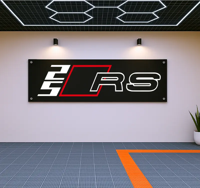 Decoration Audi RS Flag Banner – 71x24" Garage or Wall Decor for Euro Car Fans
