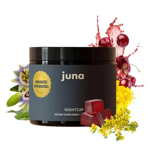 Juna Nightcap Chewable Sleep Gummies - Natural Healthy Sleep Dietary Supplement, Sugar-Free (0g Sugar), Low-Dose Melatonin, Tart Cherry, GABA, Magnesium, Chamomile, Passionflower, Non-Habit Forming, Award-Winning