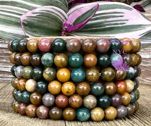 Wholesale 6 Pcs Natural Marine Jasper 6mm 7.5” Stretch Bracelet Crystal Healing Energy