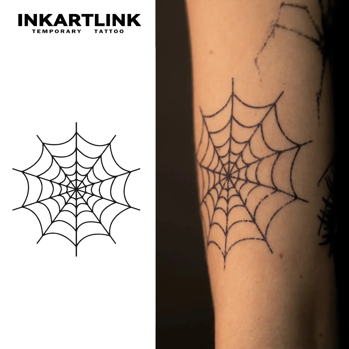 INKARTLINK Semi-Permanent Tattoos, 2 Sheets of Realistic Spider Web Body Art, Long-Lasting & Waterproof for Adults, Suitable for All Skin Types