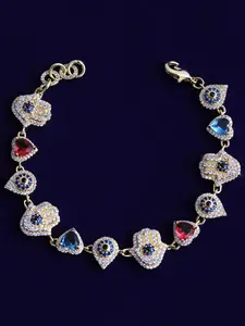 Iced Out Colorful Halma Heart Drop Bracelet Heart Design Bracelet for Men 5A Cubic Zirconia Hip Hop Jewelry Trendy Jewellery Accessories Heart Charm Bracelet