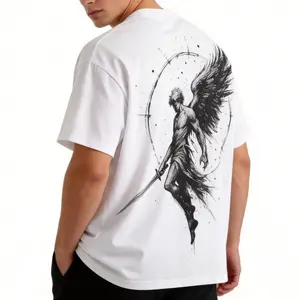 24H FLASH SALE - Men's Cotton Fallen Angel Sword Short-Sleeve Round Neck Casual Gothic Streetwear Dark Aesthetic Sports Top T-Shirt Crewneck Shortsleeve