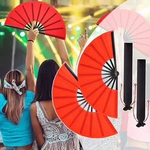 Pack Of 2 Clap Fans for Line Dancing Large Chinese Folding Hand Fans for Men And Women, Festival, Tai Ji, Kungfu, Martial Art, Performance Props, Oriental Style, Decorative Fan,Performance Fan