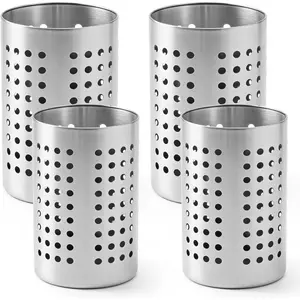 4PCS Stainless Steel Utensil Holder and Utensil Drying Holder, as a Kitchen Countertop Organizer and Silverware Drainer for Daily Home Use