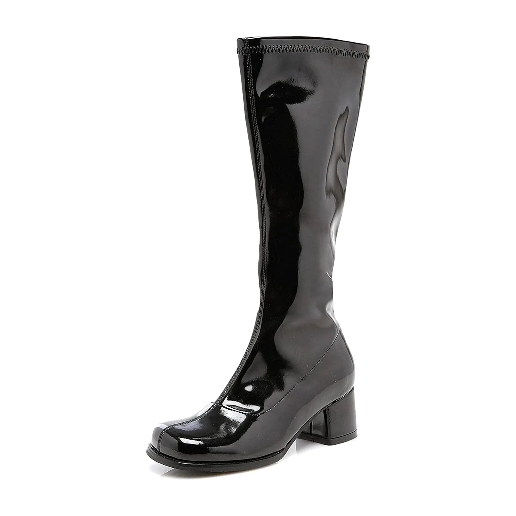 Men's Solid 1.75" Heeled Costume Footwear, 1 Pair Black Gogo Boots for Fun Photoshoots, Halloween, Party