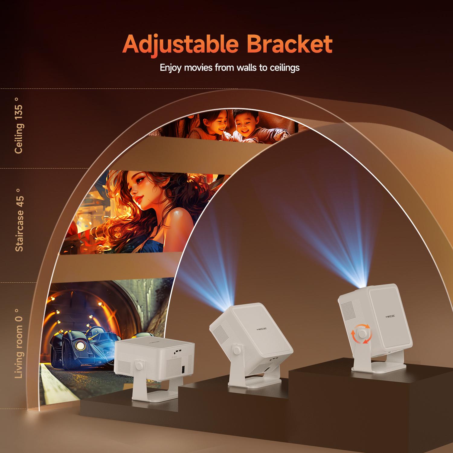 Magcubic HY450MAX 1100ANSI Projector 8K Decode Auto Focus 12W Speaker HDR10+ Android 14.0 Dual WiFi6 BT5.4 Fully Automatic Keystone 1.0:1 Throw Ratio Screen Recognize & Automatic Obstacle Avoidance Home Cinema, Movienight