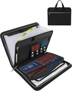Fireproof Important Document Organizer Folio Folder - Expanding Accordion File Organizer with 13 Pockets, Handle & Labels, Portable Travel Safe for Home, A4, Letter, Portfolio Files
