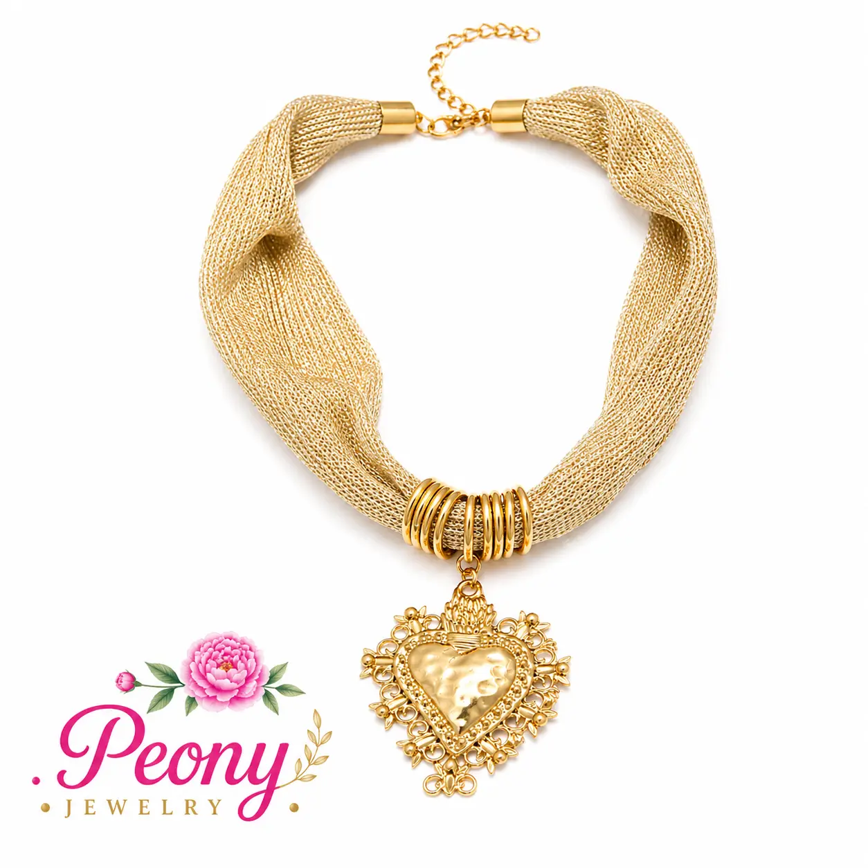 N330- Beautiful Big Heart Necklace Stainless Steel!