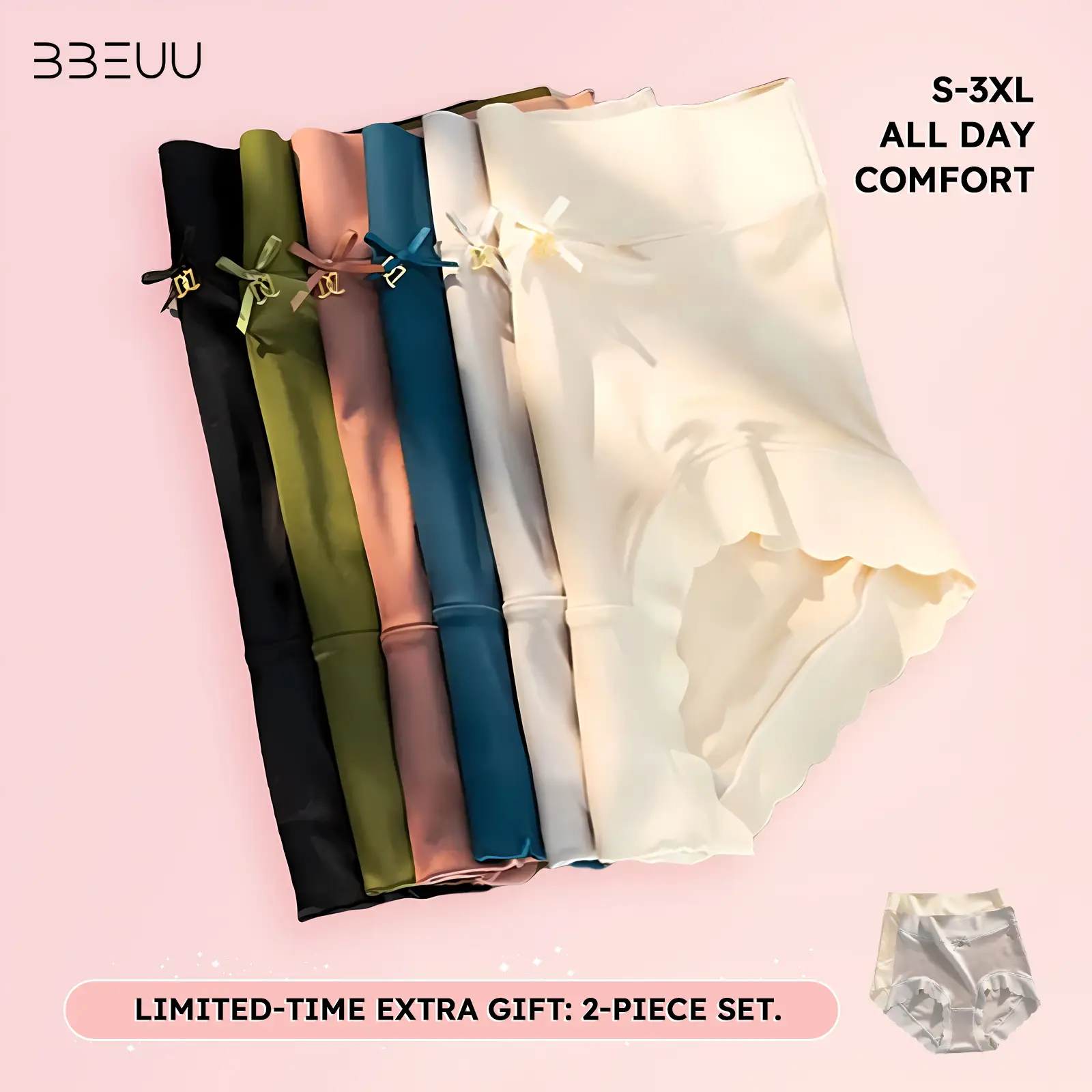 BBEUU | S-3XL PLUS SIZE: 6PCS Panties + 2 FREE! No Show, Ultra Soft, Ships Free,All Day Comfort