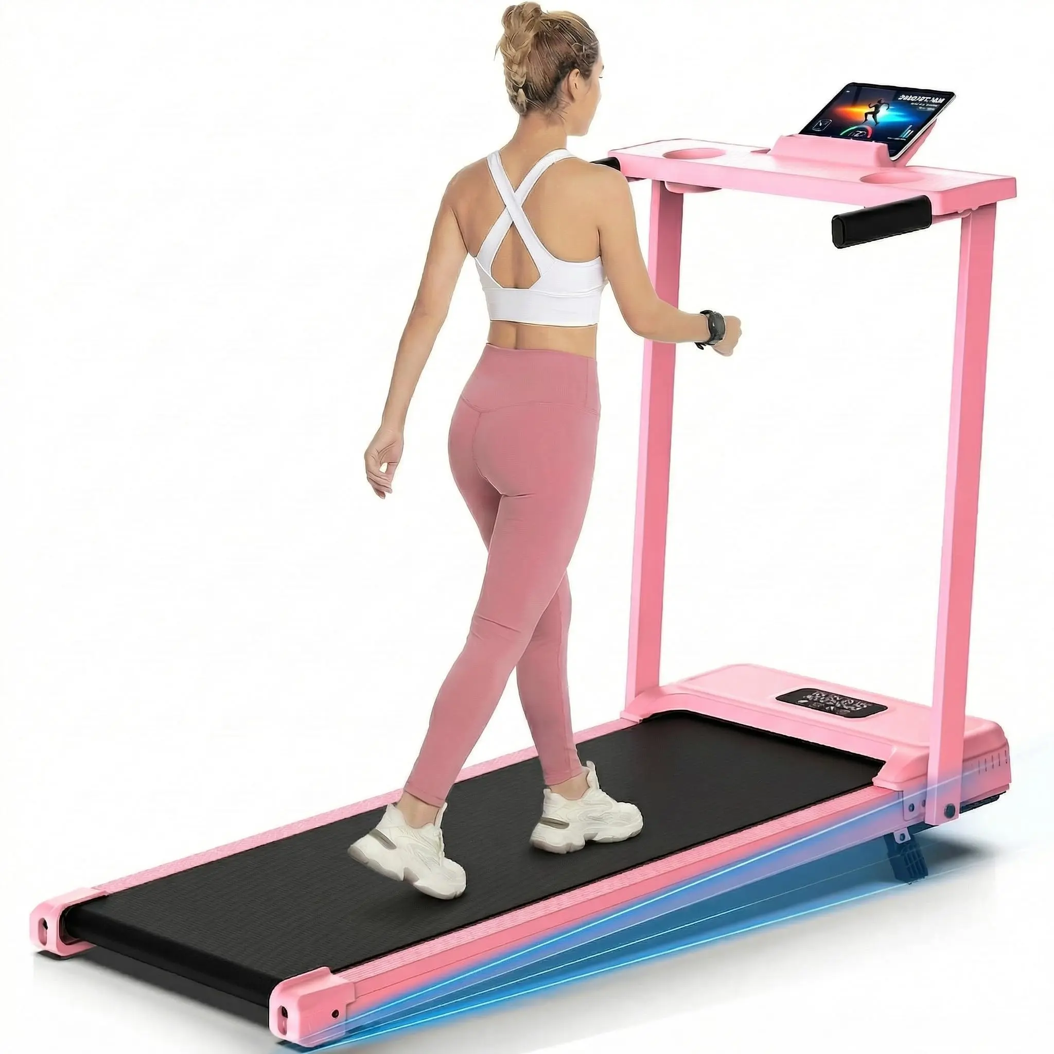 【DealsForYourDays】3.5 HP treadmill with a walking mat, portable treadmill with a desk and armrests, heavy-duty treadmill with a 350-pound weight capacity, suitable for home and office use, equipped with a remote control and LED display summerwins tiktoksh
