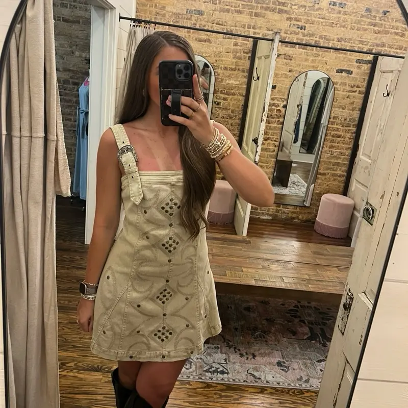 Buckle Strap Denim Dress - Western Dress - Western Dresses - Denim Dress - Denim Dresses