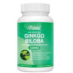 Pslalae - Ginkgo Biloba Supplement - 500 mg, Brain Boost, Blood Circulation - Non-GMO, Gluten Free - 120 Capsules