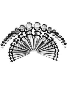 36pcs Ear Gauges Stretching Kit, Ear Expander Set, Stainless Steel Tapers Plugs, Eyebrow Piercings, Body Piercing Jewelry for Women & Men, Casual Plain Design, Ear Gauge Tunnels