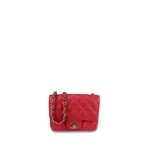 Pre-owned CHANEL Leather Shoulder Bags Classic Dark Pink Caviar Square Mini