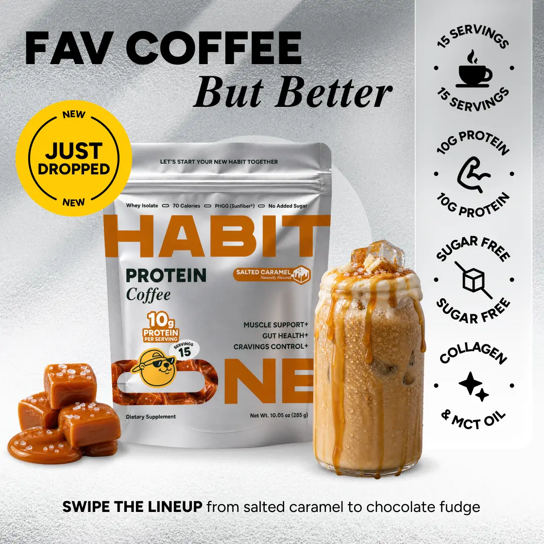 HabitONE Protein Coffee | 10g Protein | 15 Servings | Whey Isolate & Collagen Peptides, MCT, Prebiotic Fiber & Probiotic | 0g Sugar Instant Iced Coffee